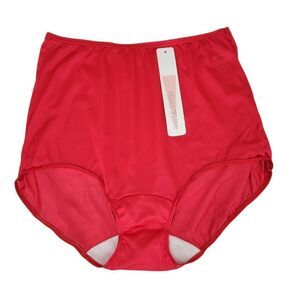 Shadowline 17032 Vintage 90s Women's Red High Waist Full Briefs Panty